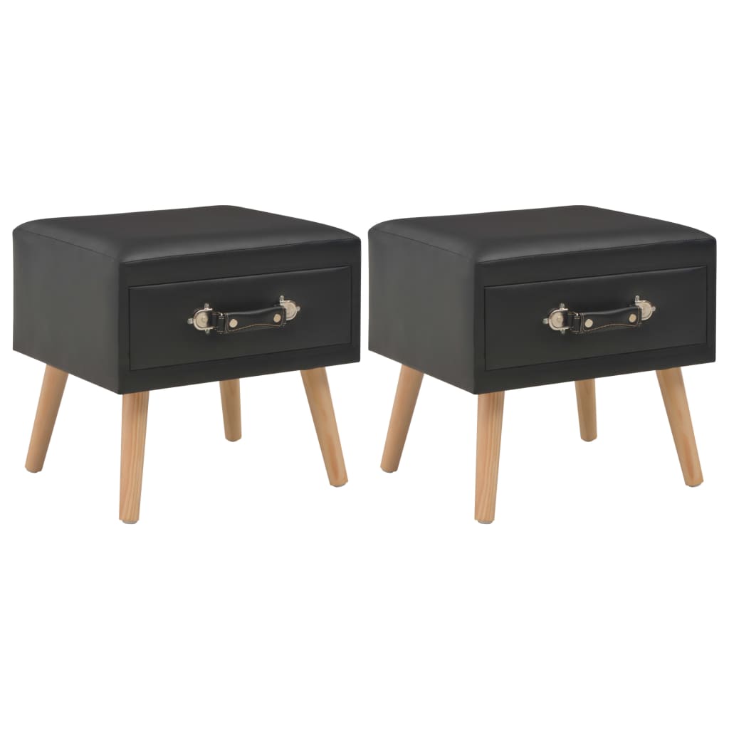 Tables de chevet 2 pcs Noir 40x35x40 cm Similicuir - XIOS
