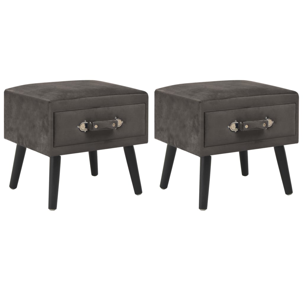 Tables de chevet 2 pcs Gris 40x35x40 cm Velours - XIOS