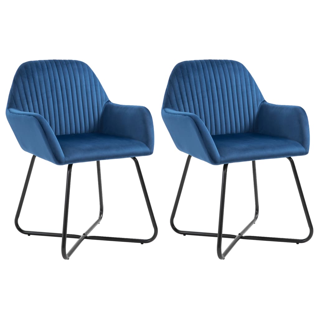 Chaises à manger lot de 2 Bleu Velours - XIOS