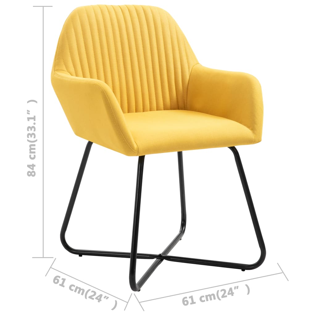 Chaises à manger lot de 2 jaune tissu - XIOS