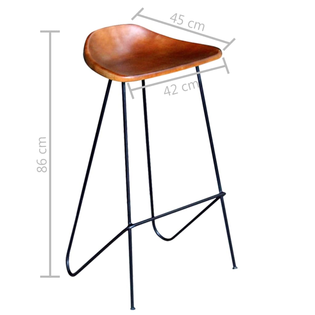 Chaises de bar lot de 6 marron cuir véritable - XIOS