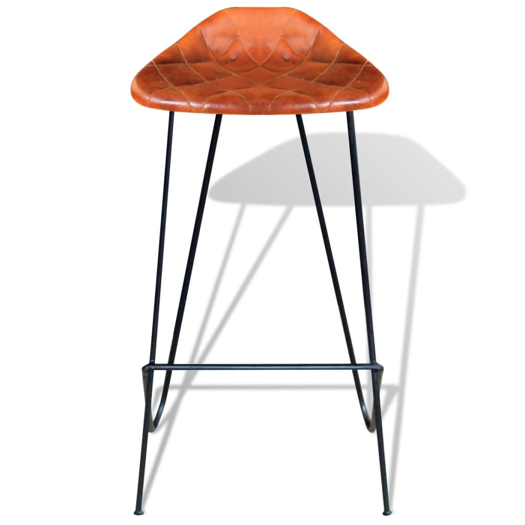 Chaises de bar lot de 4 marron cuir véritable - XIOS