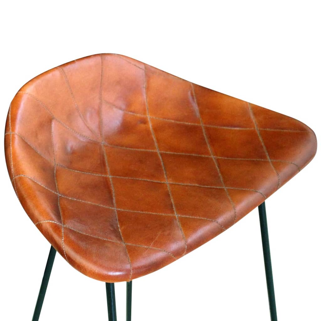 Chaises de bar lot de 4 marron cuir véritable - XIOS