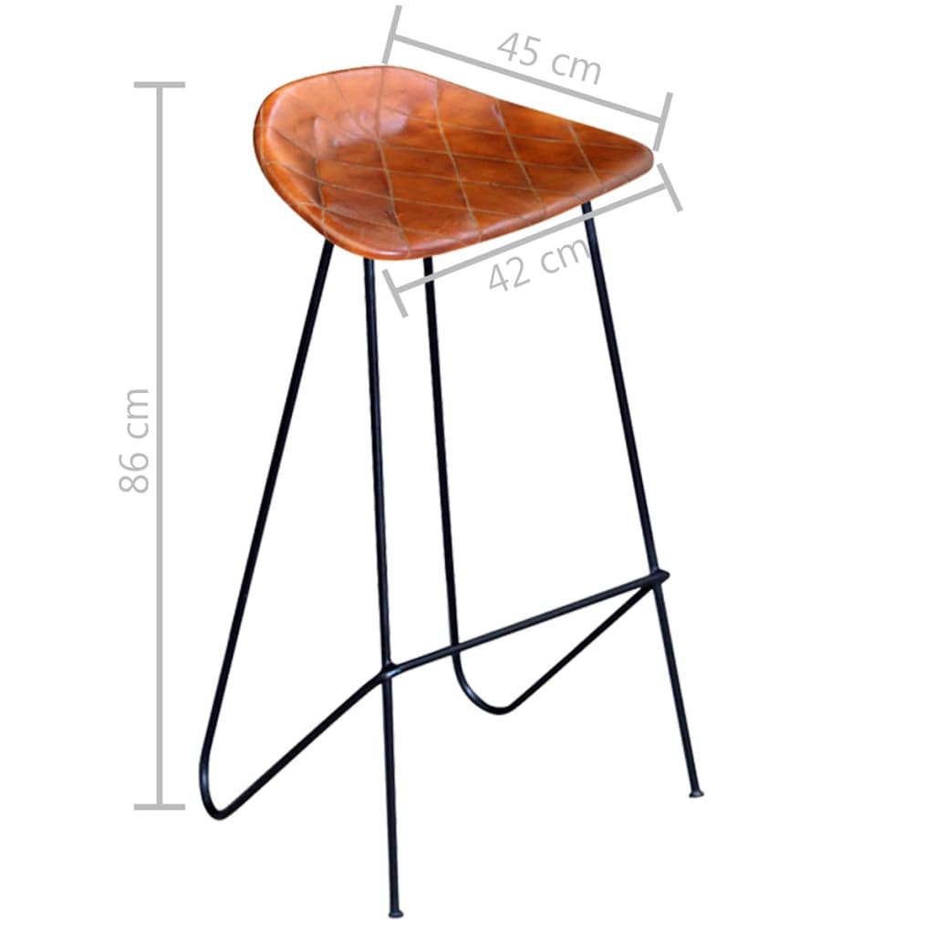 Chaises de bar lot de 4 marron cuir véritable - XIOS