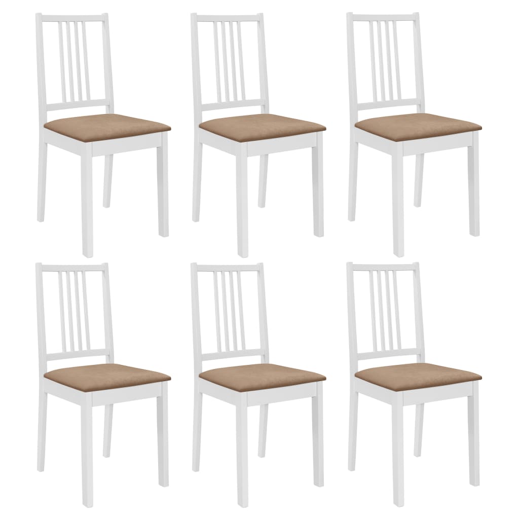 Chaises à manger avec coussins lot de 6 blanc bois solide - XIOS