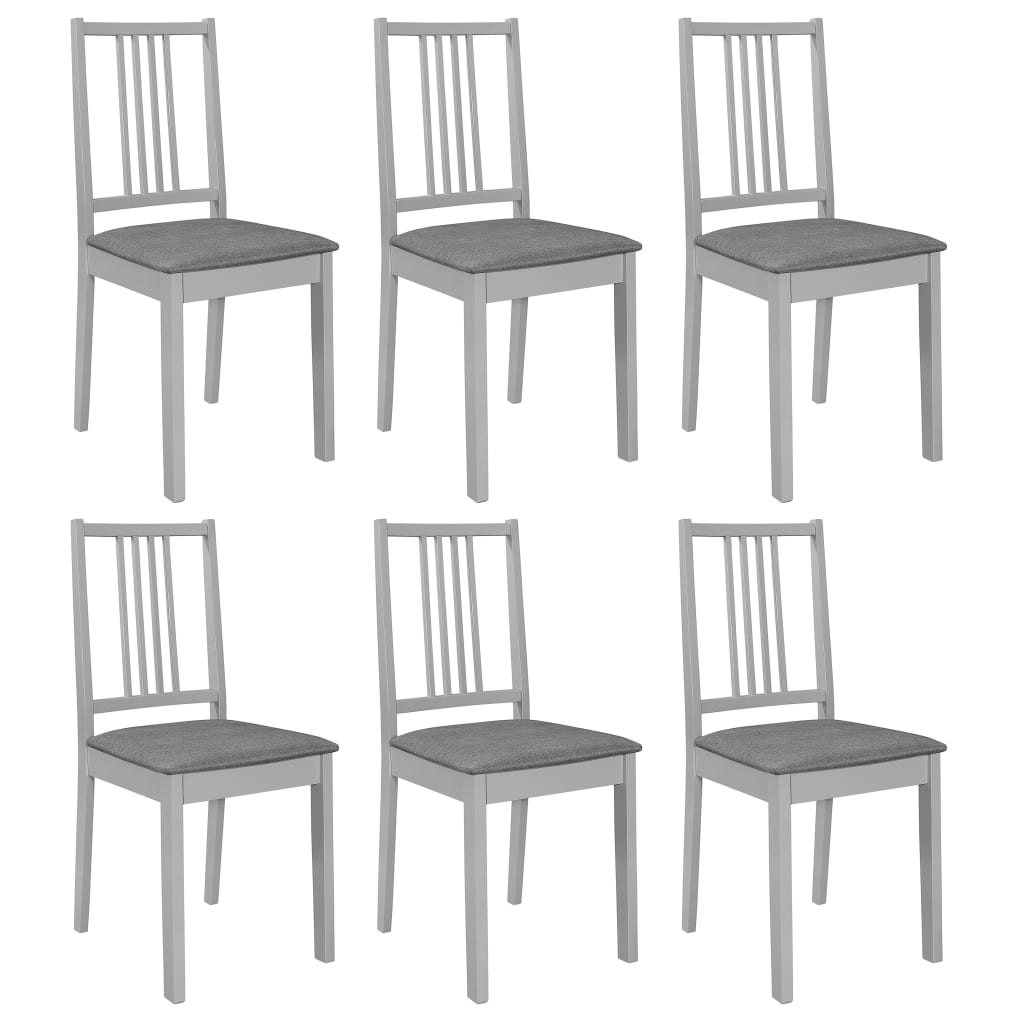 Chaises à manger avec coussins lot de 6 gris bois solide - XIOS