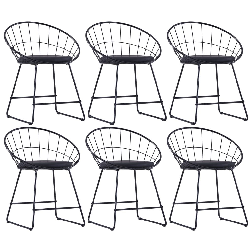 Chaises à manger similicuir lot de 6 noir acier - XIOS