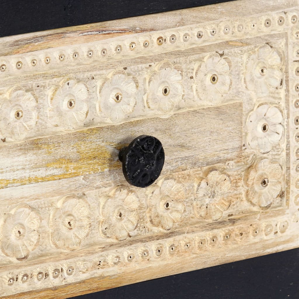 Table de chevet sculptée à la main Gris 40x30x50 cm Manguier - XIOS