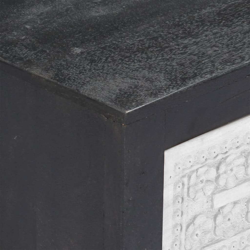 Meuble TV sculpté à la main Gris et blanc 120x30x40 cm Manguier - XIOS