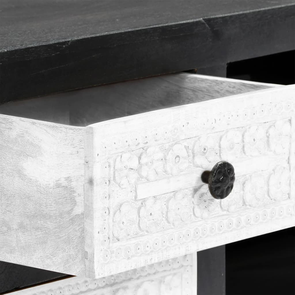Meuble TV sculpté à la main Gris et blanc 120x30x40 cm Manguier - XIOS