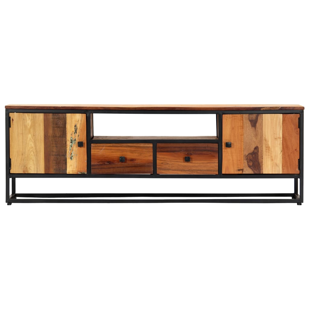 Meuble TV 120 x 30 x 40 cm Bois de récupération massif et acier - XIOS