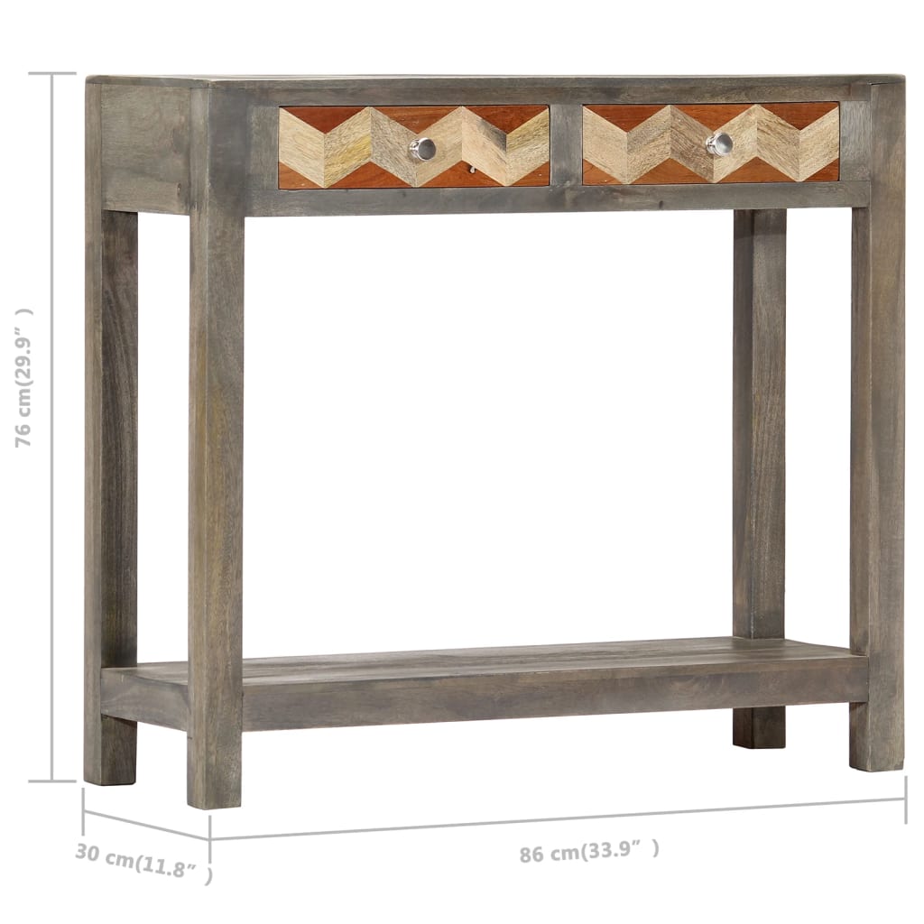Table console Gris 86 x 30 x 76 cm Bois de manguier massif - XIOS
