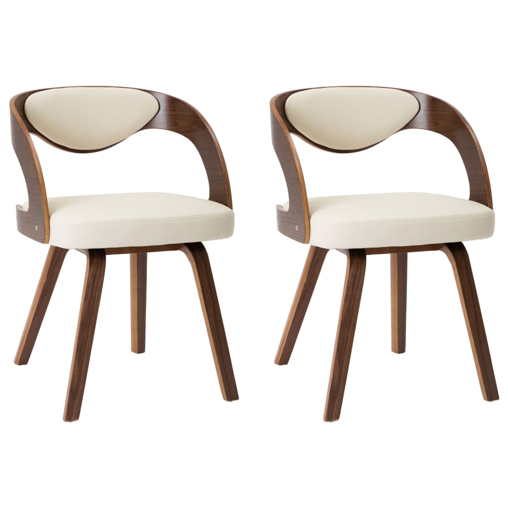 Chaises à manger lot de 2 crème bois courbé et similicuir - XIOS