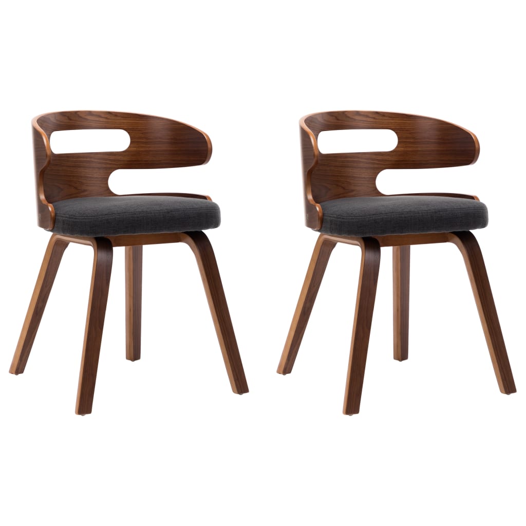 Chaises à manger lot de 2 gris foncé bois courbé et tissu - XIOS