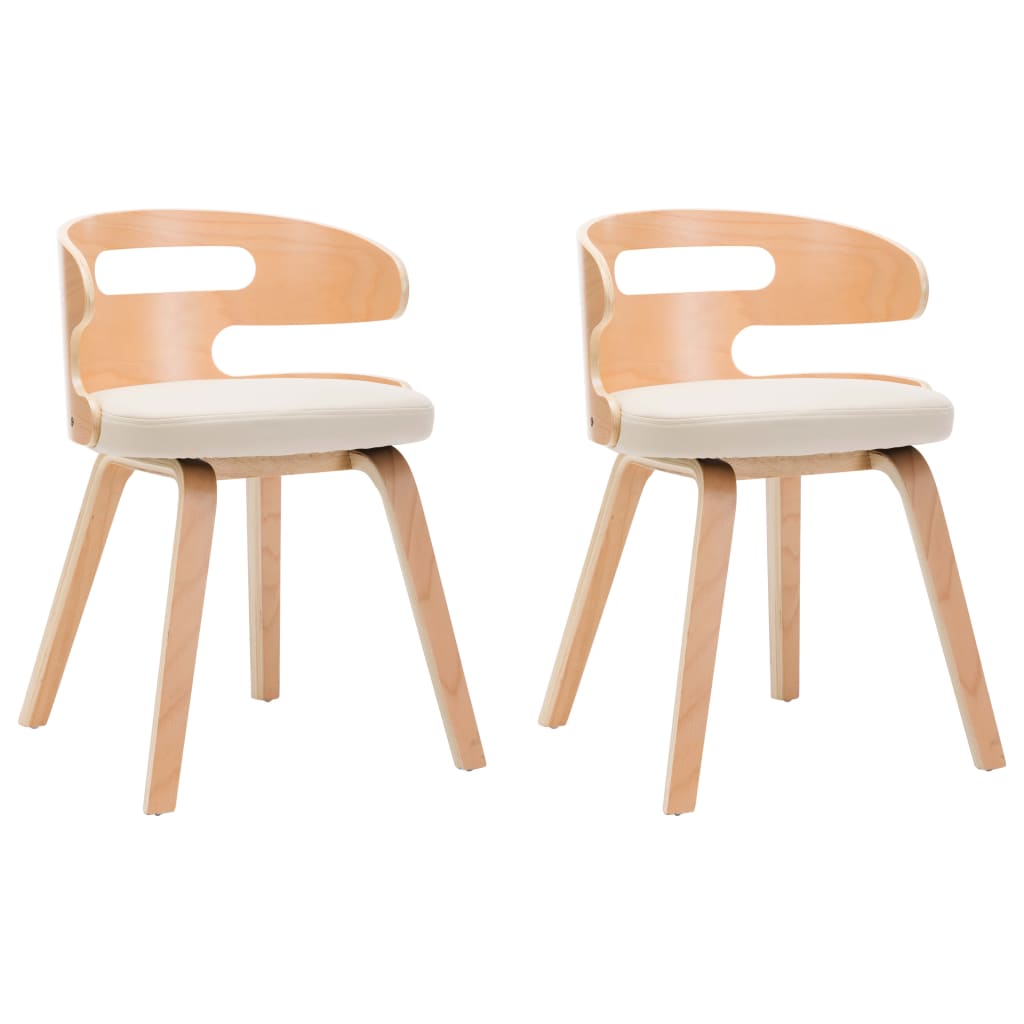 Chaises à manger lot de 2 crème bois courbé et similicuir - XIOS