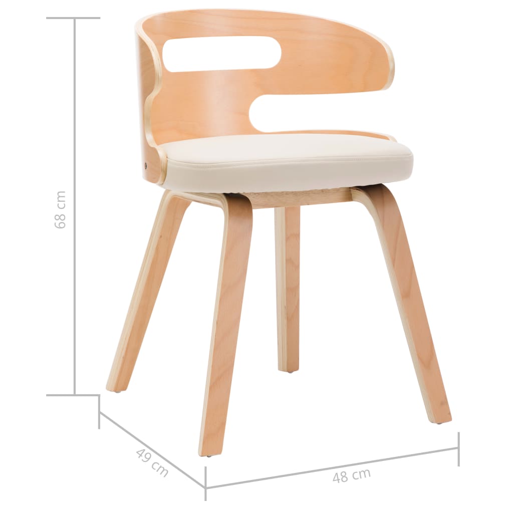 Chaises à manger lot de 2 crème bois courbé et similicuir - XIOS