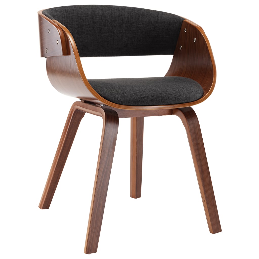 Chaise à manger gris bois courbé et tissu - XIOS