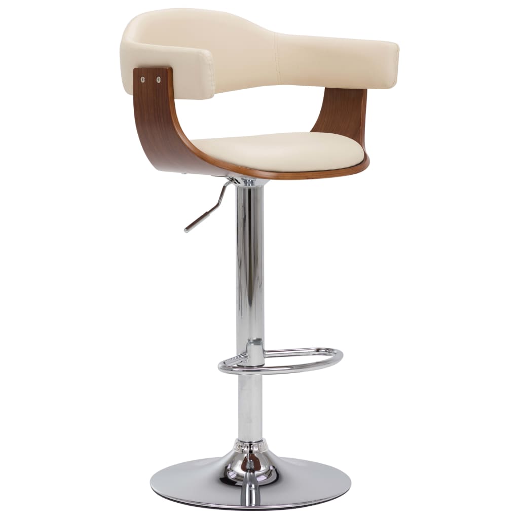 Tabourets de bar lot de 2 crème bois courbé et similicuir - XIOS