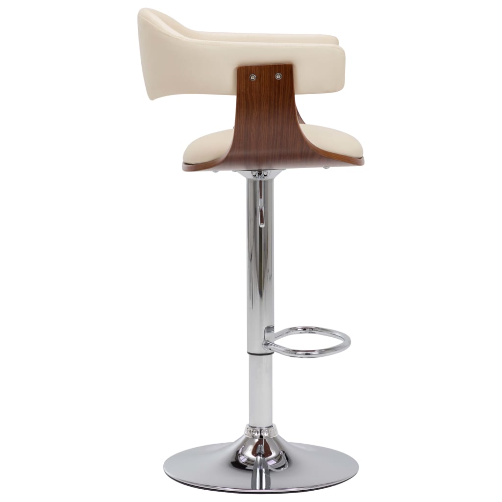 Tabourets de bar lot de 2 crème bois courbé et similicuir - XIOS