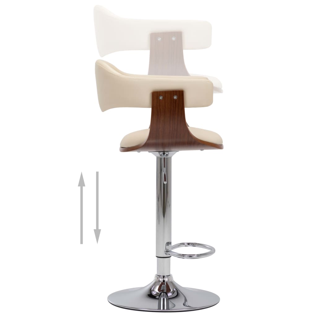 Tabourets de bar lot de 2 crème bois courbé et similicuir - XIOS