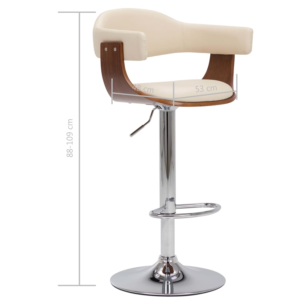 Tabourets de bar lot de 2 crème bois courbé et similicuir - XIOS