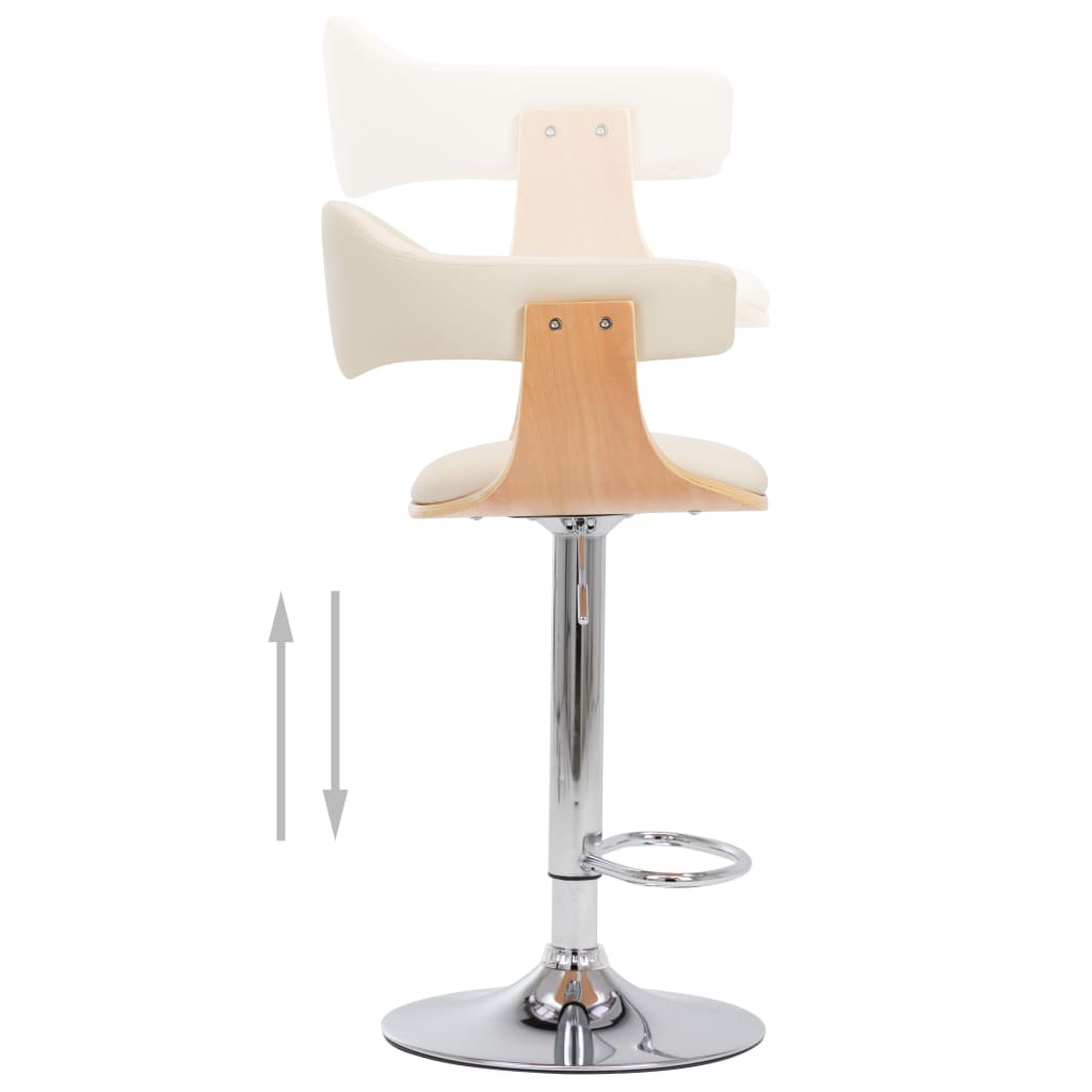 Tabourets de bar lot de 2 crème bois courbé et similicuir - XIOS