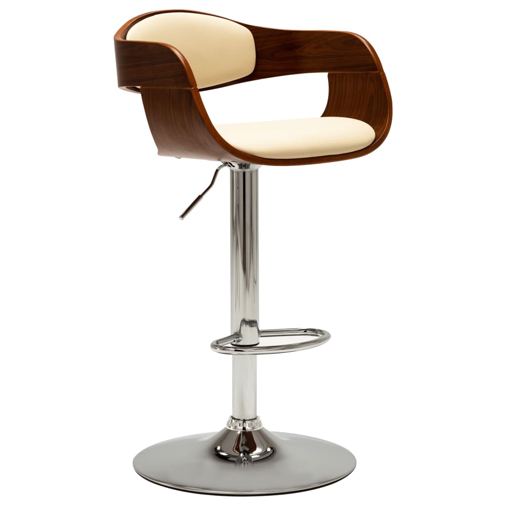Tabouret de bar Crème Bois courbé et similicuir - XIOS
