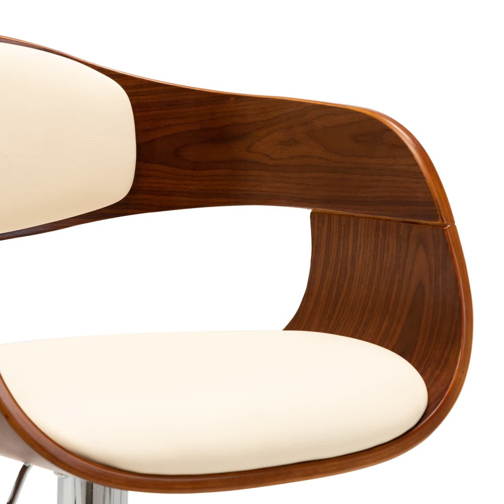 Tabouret de bar Crème Bois courbé et similicuir - XIOS
