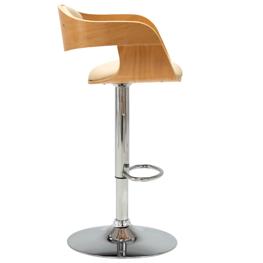 Tabouret de bar Crème Bois courbé et similicuir - XIOS