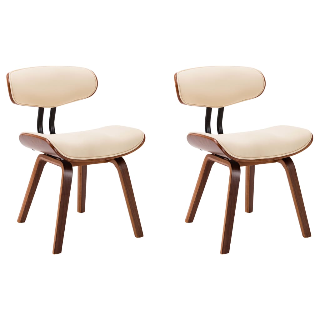 Chaises à manger lot de 2 crème bois courbé et similicuir - XIOS