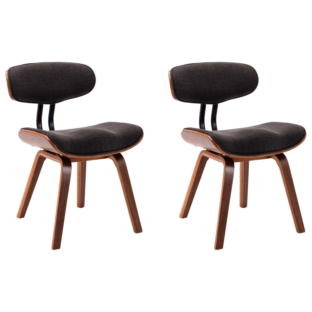 Chaises à manger lot de 2 gris bois courbé et tissu - XIOS