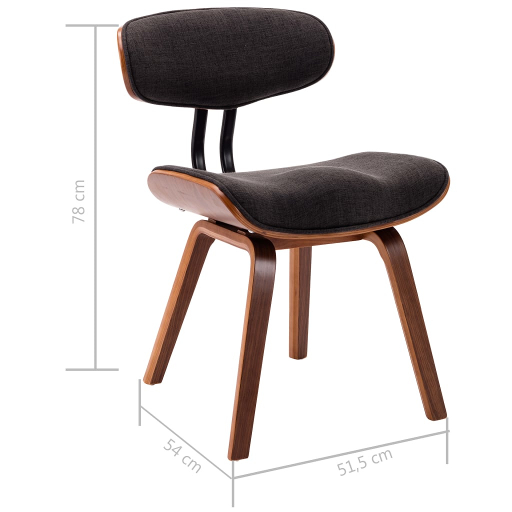 Chaises à manger lot de 2 gris bois courbé et tissu - XIOS