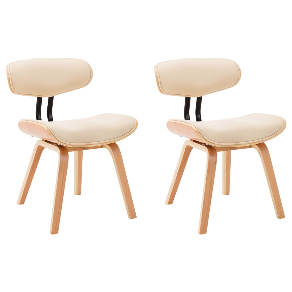 Chaises à manger lot de 2 crème bois courbé et similicuir - XIOS
