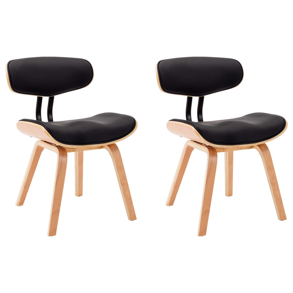 Chaises à manger lot de 2 noir bois courbé et similicuir - XIOS