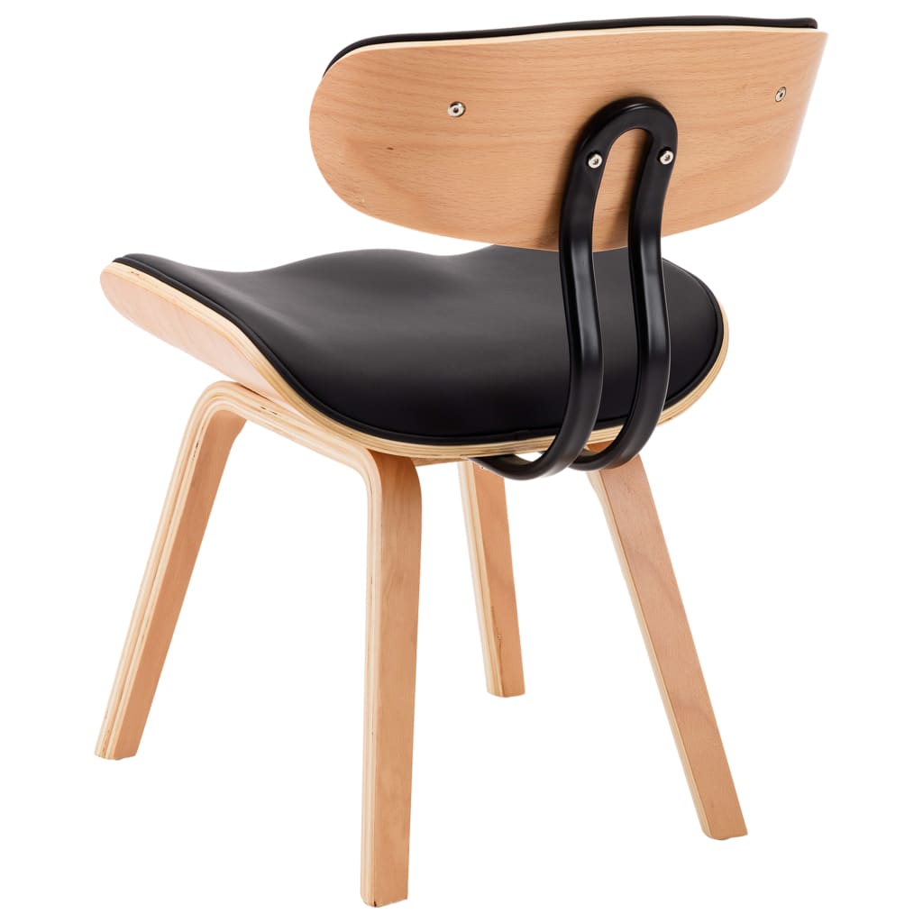 Chaises à manger lot de 2 noir bois courbé et similicuir - XIOS