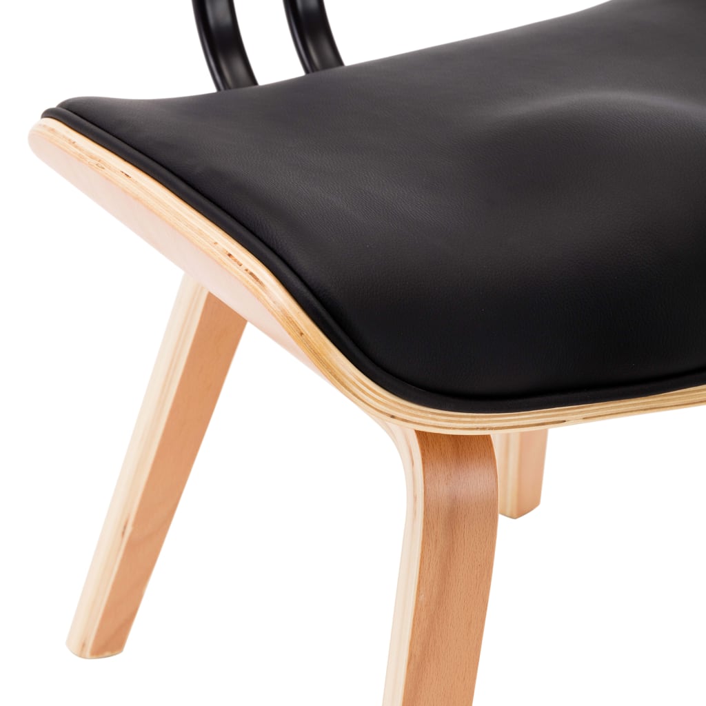 Chaises à manger lot de 2 noir bois courbé et similicuir - XIOS