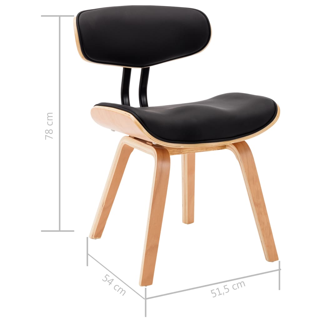 Chaises à manger lot de 2 noir bois courbé et similicuir - XIOS