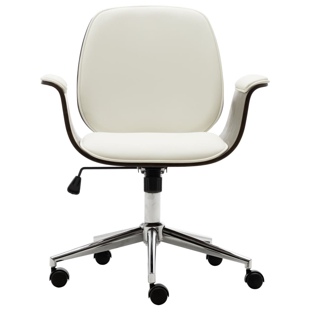 Chaise de bureau Blanc Bois courbé et similicuir - XIOS