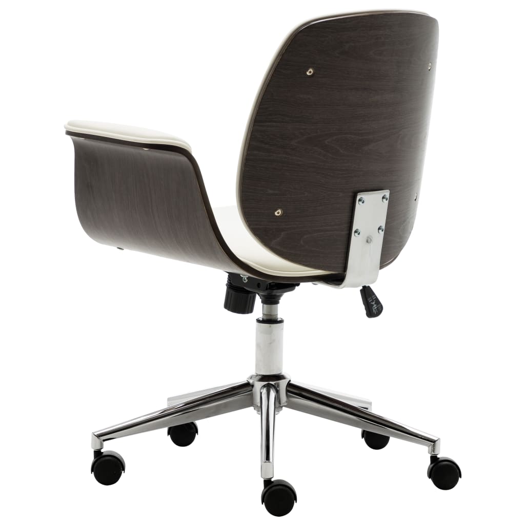 Chaise de bureau Blanc Bois courbé et similicuir - XIOS