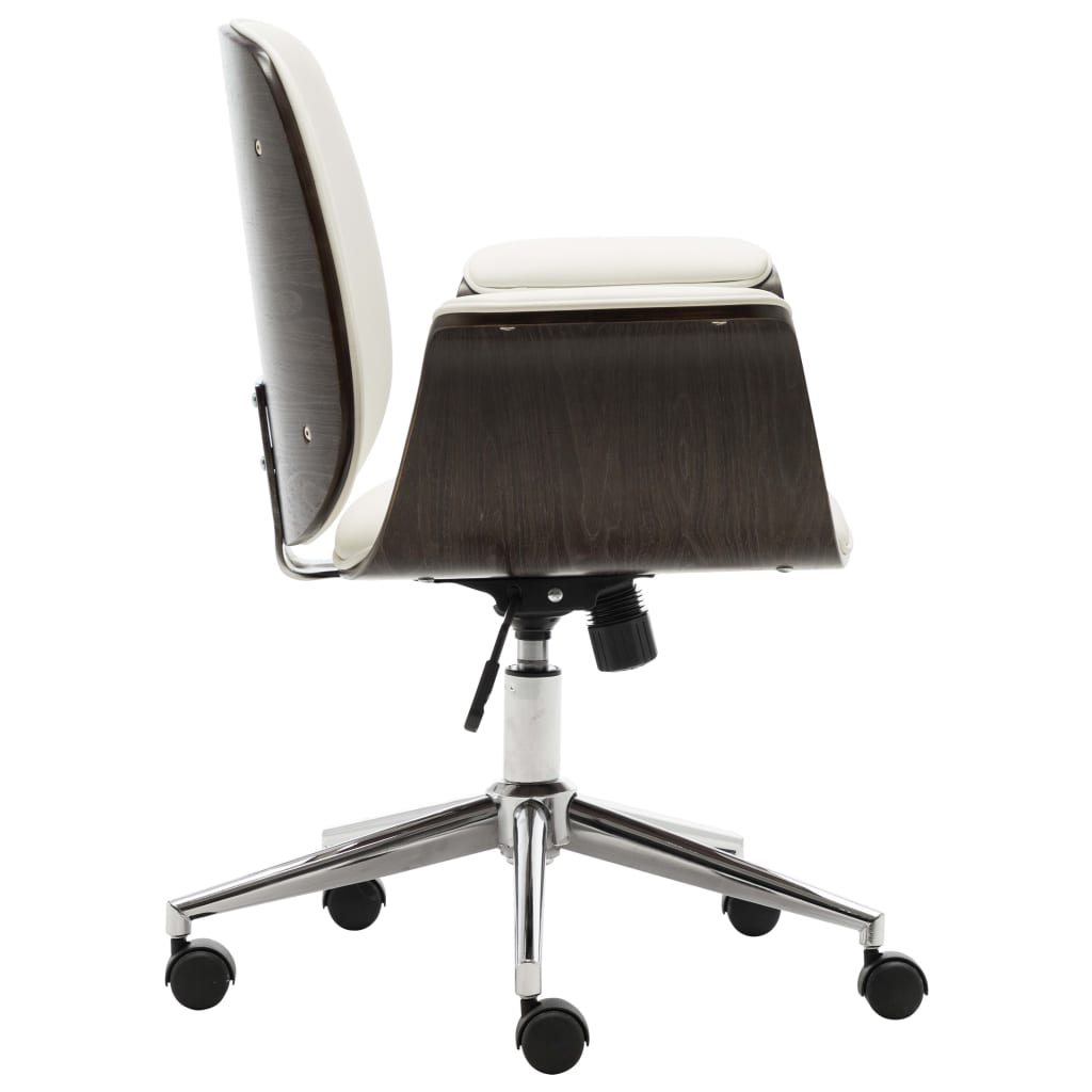 Chaise de bureau Blanc Bois courbé et similicuir - XIOS