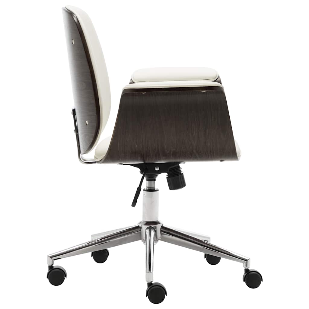 Chaise de bureau Blanc Bois courbé et similicuir