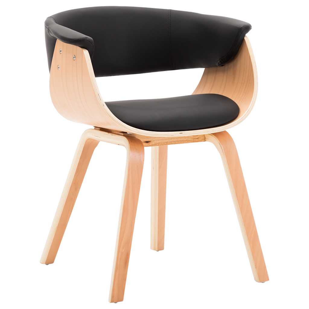 Chaise à manger noir bois courbé et similicuir - XIOS