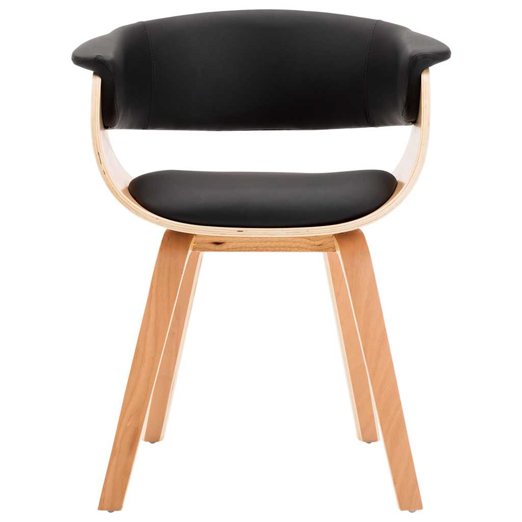 Chaise à manger noir bois courbé et similicuir - XIOS