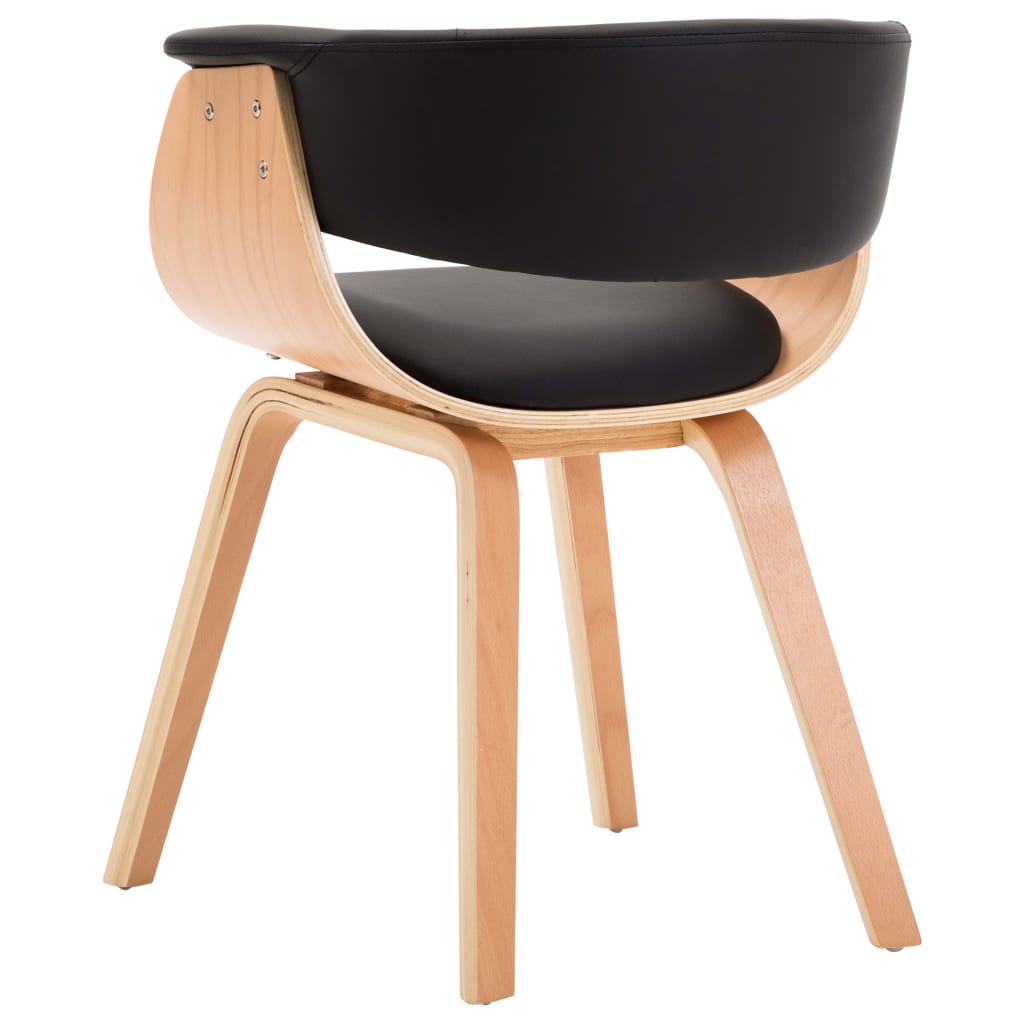 Chaise à manger noir bois courbé et similicuir - XIOS