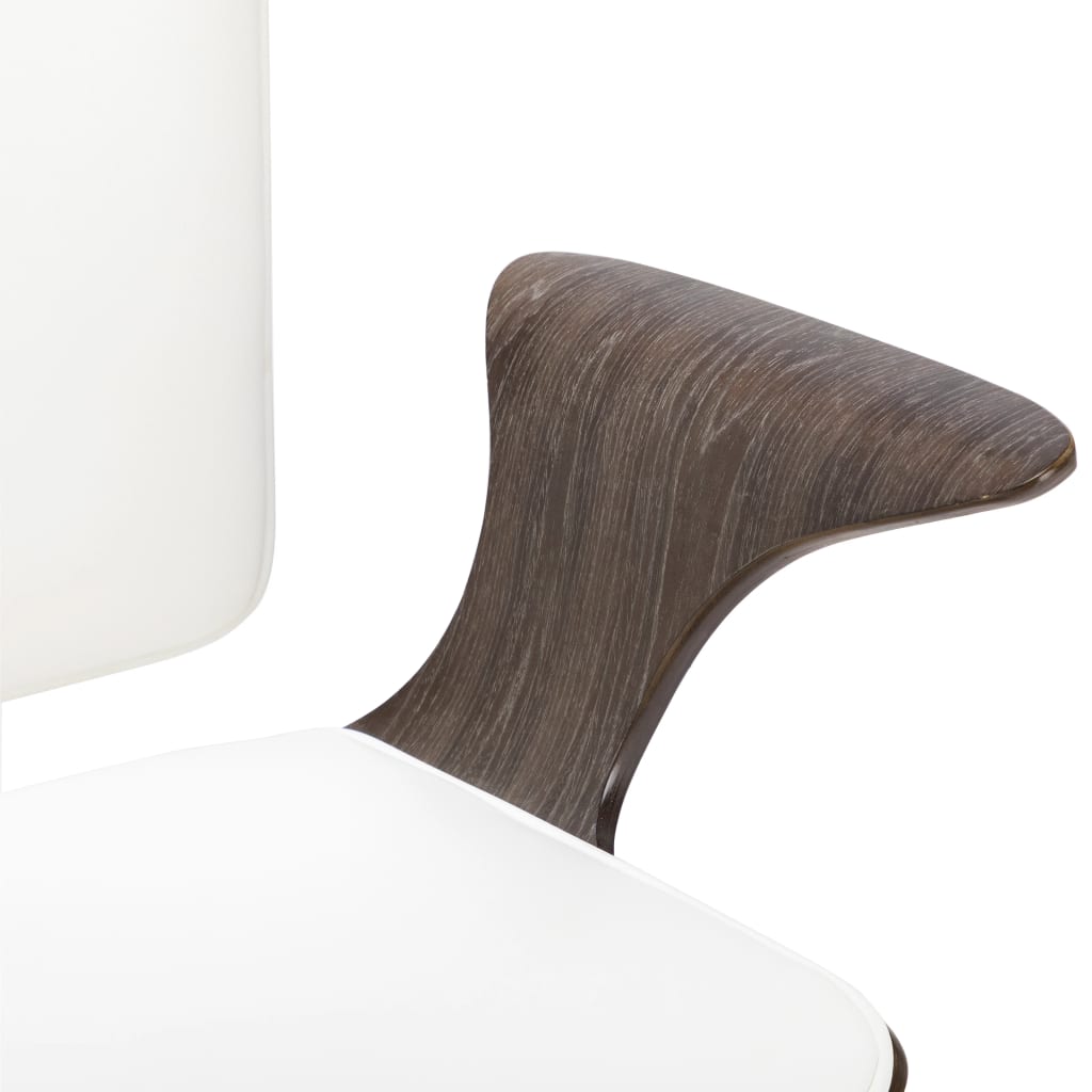 Chaise pivotante de bureau Blanc Similicuir et bois courbé - XIOS