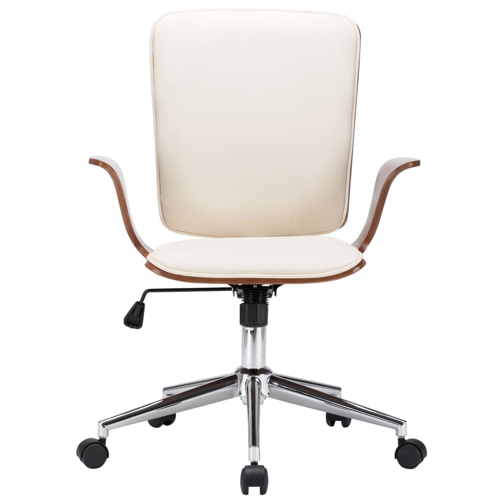 Chaise pivotante de bureau Crème Similicuir et bois courbé - XIOS