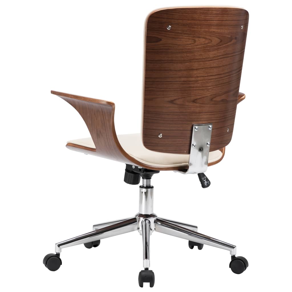 Chaise pivotante de bureau Crème Similicuir et bois courbé - XIOS