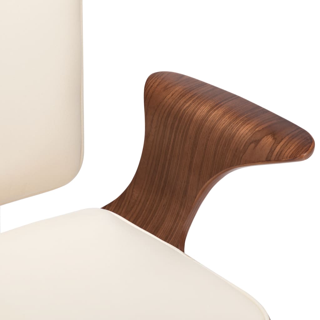 Chaise pivotante de bureau Crème Similicuir et bois courbé - XIOS