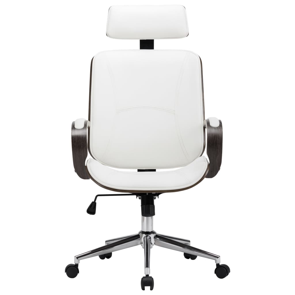 Chaise de bureau avec appuie-tête Blanc Similicuir et bois - XIOS