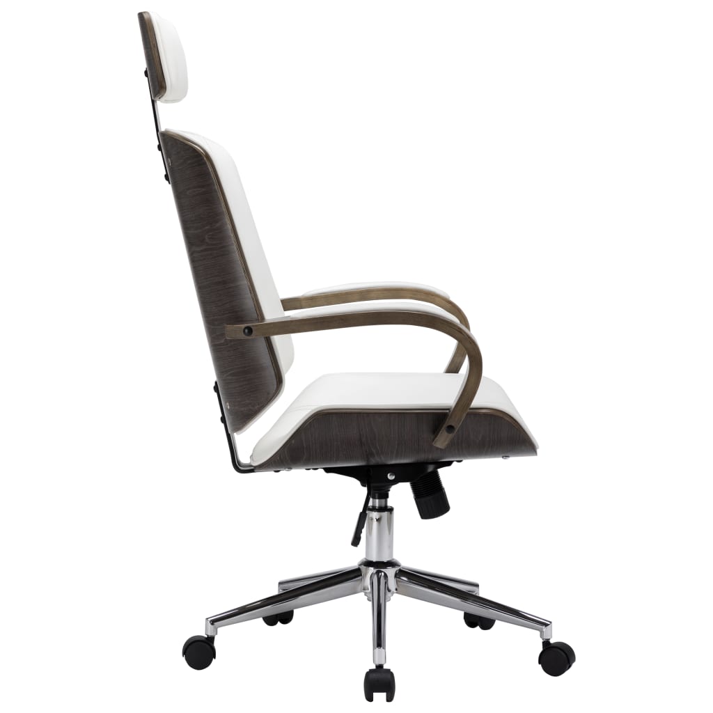 Chaise de bureau avec appuie-tête Blanc Similicuir et bois - XIOS